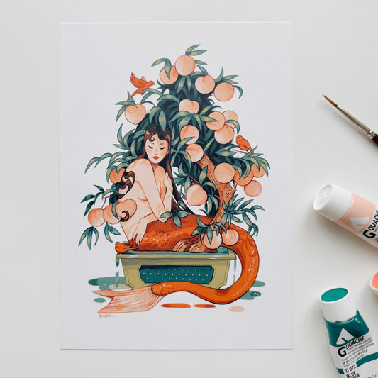 Peach Mermaid // A5 PRINT