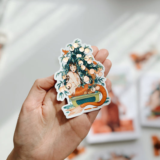 Peach Mermaid // Mirror Sticker